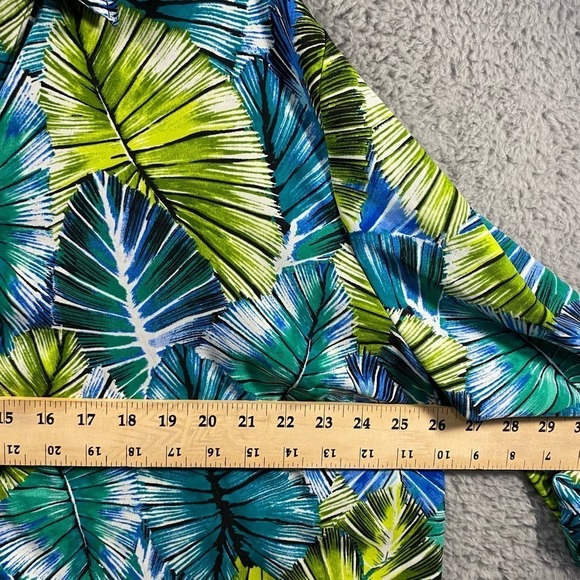 Catherines button up short sleeve top shirt roll tab tropical beachy vacation 2x - Picture 4 of 9